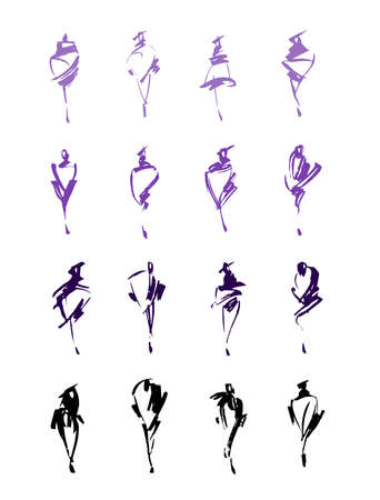 Set of fashion  hand drawn. Vector illustration. Colorful sketches isolated. Fashionable silhouettes.のイラスト素材