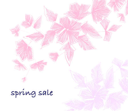 Vector abstract floral background. Invitation or greeting card with flowers blossom hand drawn.のイラスト素材