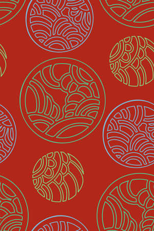 Abstract seamless background . Circlies pattern in oriental style. Vector illustration.のイラスト素材