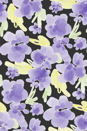 Floral seamless background pattern. Watercolor flowers hand painted, illustration.のイラスト素材