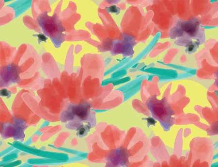 Floral seamless pattern. Watercolor flowers hand painted, vector illustration.のイラスト素材