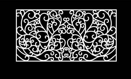 Laser cut vector panel. Cutting paper, wood, metal. Swirls vector illustration hand drawn. Line artのイラスト素材