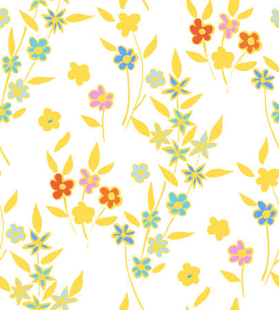 Floral seamless background pattern spring - summer season. Vector illustration for textile, wrapping paper, wallpaper, ?urtains.のイラスト素材