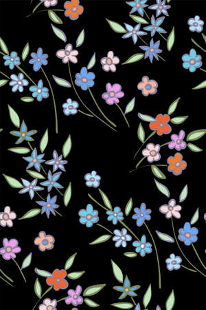 Floral seamless background pattern spring - summer season. Vector illustration for textile, wrapping paper, wallpaper, ?urtains.のイラスト素材