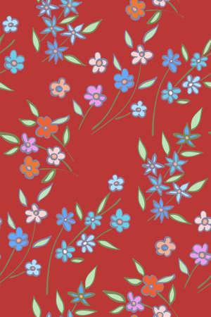 Floral seamless background pattern spring - summer season. Vector illustration for textile, wrapping paper, wallpaper, ?urtains.のイラスト素材