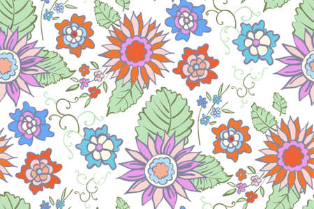 Floral seamless background pattern. Vector illustration for textile, wrapping paper, wallpaper,? Urtains.のイラスト素材