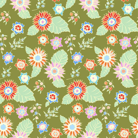 Floral seamless background pattern. Vector illustration for textile, wrapping paper, wallpaper, ??urtains.のイラスト素材