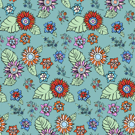 Floral seamless background pattern. Vector illustration for textile, wrapping paper, wallpaper, ??urtains.のイラスト素材