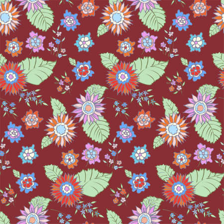 Floral seamless background pattern. Vector illustration for textile, wrapping paper, wallpaper, ??urtains.のイラスト素材