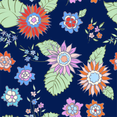Floral seamless background pattern. Vector illustration for textile, wrapping paper, wallpaper, ??urtains.のイラスト素材
