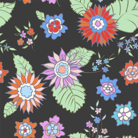 Floral seamless background pattern. Vector illustration for textile, wrapping paper, wallpaper, ??urtains.のイラスト素材