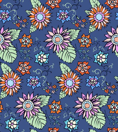 Floral seamless background pattern. Vector illustration for textile, wrapping paper, wallpaper, ??urtains.のイラスト素材