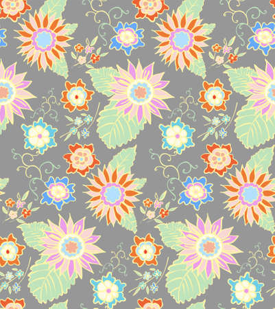 Floral seamless background pattern. Vector illustration for textile, wrapping paper, wallpaper, ??urtains.のイラスト素材