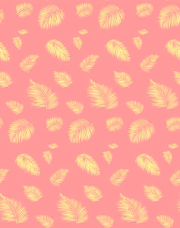 Seamless background pattern with palm leaves. Tropical plants silhouettes , vector illustration.のイラスト素材