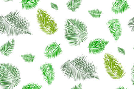 Seamless background pattern with palm leaves. Tropical plants silhouettes , vector illustration.のイラスト素材