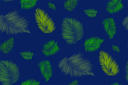 Seamless background pattern with palm leaves. Tropical plants silhouettes , vector illustration.のイラスト素材