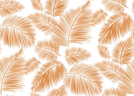Seamless background pattern with palm leaves. Tropical plants silhouettes , vector illustration.のイラスト素材