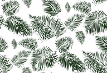 Seamless background pattern with palm leaves. Tropical plants silhouettes , vector illustration.のイラスト素材