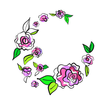 Floral background with roses hand drawn. Vector illustration hand drawn, for banner, poster, card, invitation and scrapbook.のイラスト素材