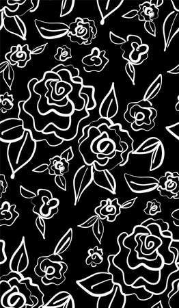 Floral seamless background pattern with roses, spring - summer season. Vector illustration for textile, wrapping paper, wallpaper, ?urtains.のイラスト素材