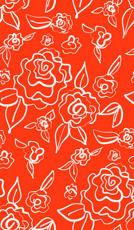 Floral seamless background pattern with roses, spring - summer season. Vector illustration for textile, wrapping paper, wallpaper, ?urtains.のイラスト素材