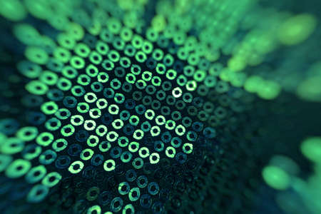 Green metallic sequin fabric texture bckground.の写真素材