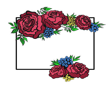 Bouquet of roses isolated on white . Floral design pattern. Vector illustration hand drawn.のイラスト素材