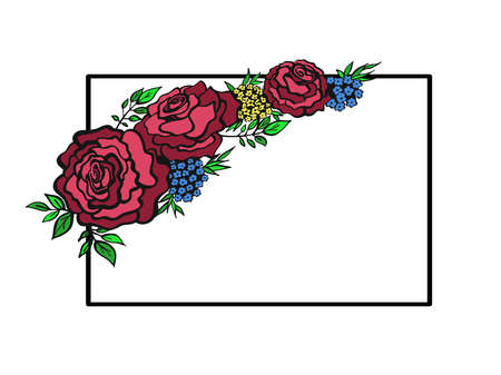 Bouquet of roses isolated on white . Floral design pattern. Vector illustration hand drawn.のイラスト素材