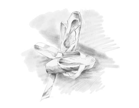 Pencil sketch of Ballet shoe , vector illustration hand drawn.のイラスト素材