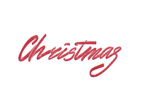 Merry Christmas lettering hand drawn. Christmas greeting card. Embroidery pattern. Vector illustration.のイラスト素材