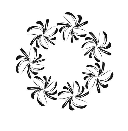 Floral monogram isolated .Vector illustration hand drawn. Abstract frame , logo template. Line art.のイラスト素材