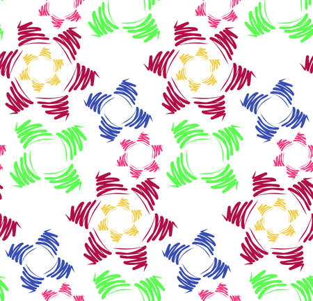 Seamless background circular pattern in retro style. Wrapping paper, wallpaper, fabric swatch. Vector illustration.のイラスト素材
