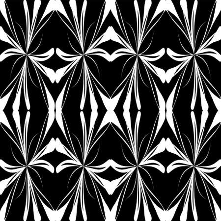Seamless background geometric pattern in retro style. Wrapping paper, wallpaper, fabric swatch. Black and white vector illustration.のイラスト素材