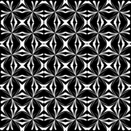 Seamless background pattern in retro style. Wrapping paper, wallpaper, fabric swatch. Black and white vector illustration.のイラスト素材