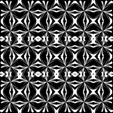 Seamless background pattern in retro style. Wrapping paper, wallpaper, fabric swatch. Black and white vector illustration.のイラスト素材