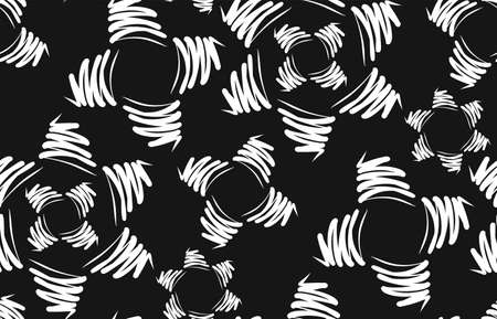 Seamless background flower pattern in retro style.  Black and white vector illustration.のイラスト素材