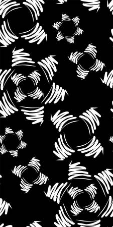 Seamless background flower pattern in retro style.  Black and white vector illustration.のイラスト素材