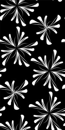 Seamless background flower pattern in retro style.  Black and white vector illustration.のイラスト素材