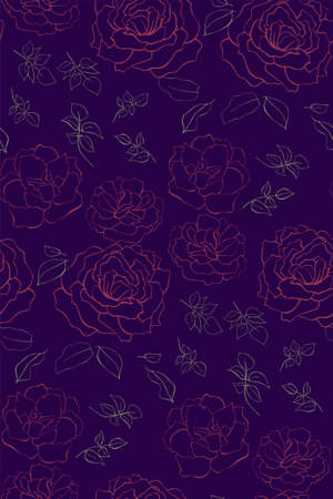 Vector seamless pattern with garden roses flowers hand drawn. Floral design illustration for cosmetics, greeting card , wedding invitation, fabric or wrapping paper.のイラスト素材