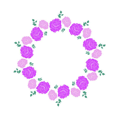 Wreath with roses flowers hand drawn isolated on white. Round frame for invitation ,wedding, birthday card, vector illustration isolated. 
のイラスト素材