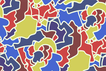 Abstract seamless background pattern in memphis style. Colorful shapes , vector illustration hand drawn. Pop art design.のイラスト素材