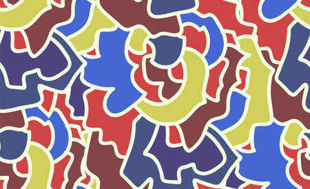 Abstract seamless background pattern in memphis style. Colorful shapes , vector illustration hand drawn. Pop art design.のイラスト素材