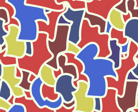Abstract seamless background pattern in memphis style. Colorful shapes , vector illustration hand drawn. Pop art design.のイラスト素材
