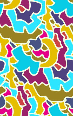 Abstract seamless background pattern in memphis style. Colorful shapes , vector illustration hand drawn. Pop art design.のイラスト素材