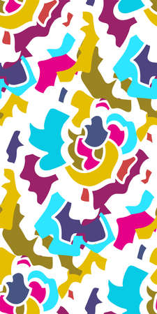 Abstract seamless background pattern in memphis style. Colorful shapes , vector illustration hand drawn. Pop art design.のイラスト素材