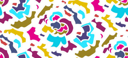 Abstract seamless background pattern in memphis style. Colorful shapes , vector illustration hand drawn. Pop art design.のイラスト素材
