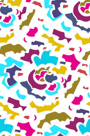 Abstract seamless background pattern in memphis style. Colorful shapes , vector illustration hand drawn. Pop art design.のイラスト素材