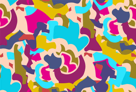 Abstract seamless background pattern in memphis style. Colorful shapes , vector illustration hand drawn. Pop art design.のイラスト素材