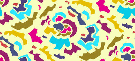 Abstract seamless background pattern in memphis style. Colorful shapes , vector illustration hand drawn. Pop art design.のイラスト素材