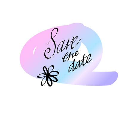 Hand drawn lettering. Save the date isolated. Vector illustration. Lettering design background.のイラスト素材